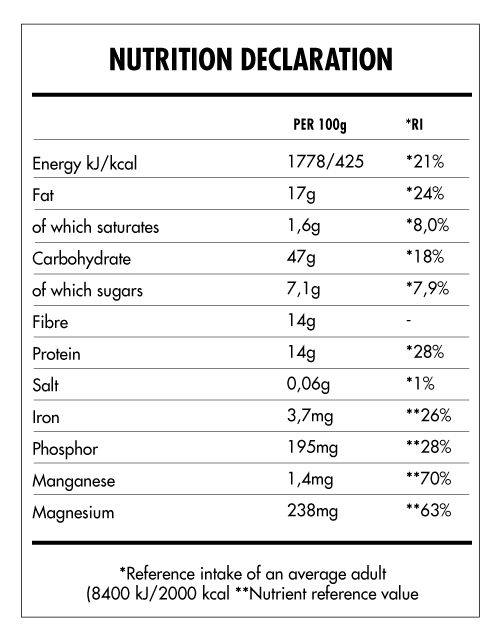 Tabela Nutricional - Super Vegan Oat Mix