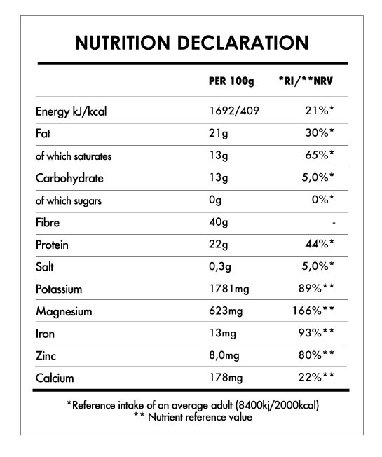 Tabela Nutricional - Cacao Powder Bio