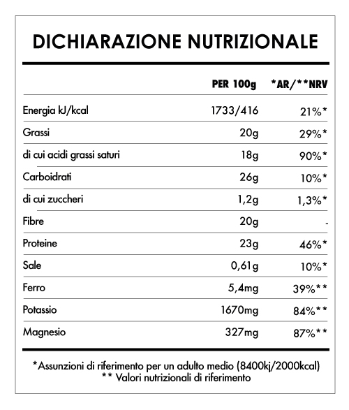 Tabela Nutricional - Caffè funzionale Extreme Vitality Bio 200g