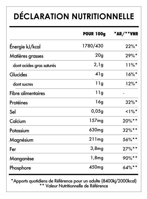 Tabela Nutricional - Éveil du Bouddha Maca & Vanille