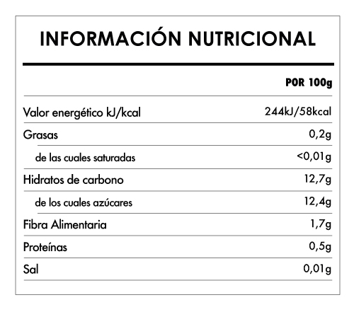Tabela Nutricional - Pulpa de Manzana y arándano biológica - Naturefoods (100g)