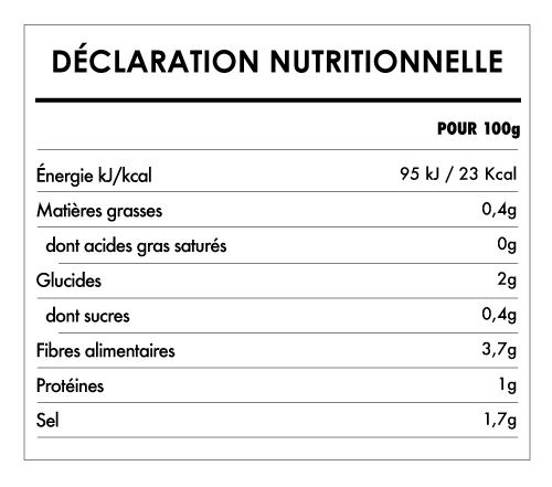 Tabela Nutricional - Fruit de Jacquier vert en saumure Bio - Clearspring (500ml)