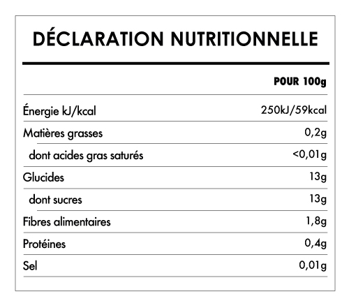 Tabela Nutricional - Compote de pomme bio - Naturefoods (100g)