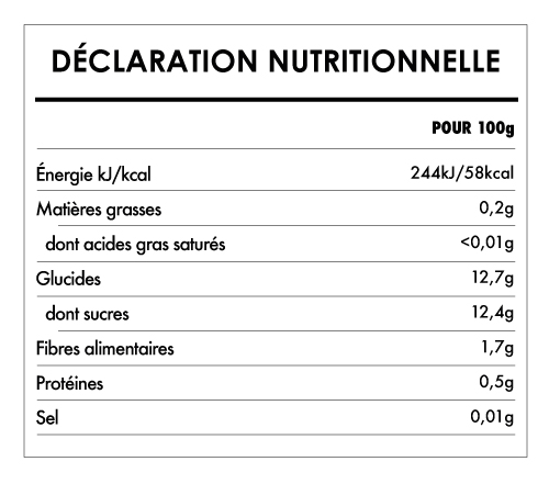 Tabela Nutricional - Compote de pommes et de myrtilles bio - Naturefoods (100g)
