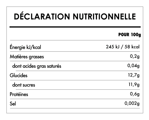 Tabela Nutricional - Compote Tropic Tiger Bio 8M - Holle (100g)