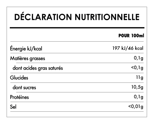 Tabela Nutricional - Jus de pomme biologique - Höllinger (1L)