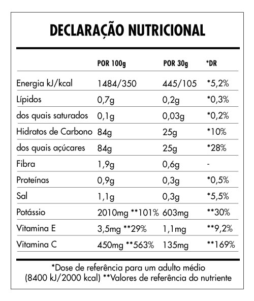 Tabela Nutricional - Super Vegan Hydrate