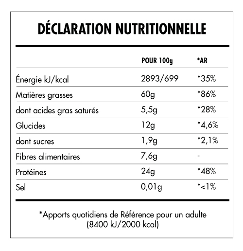 Tabela Nutricional - Super Vegan Beurre de Noix