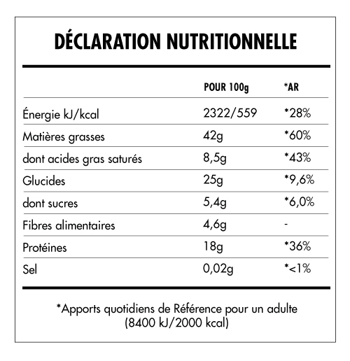 Tabela Nutricional - Super Vegan Beurre de Noix