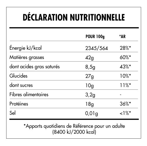 Tabela Nutricional - Super Vegan Beurre de Noix