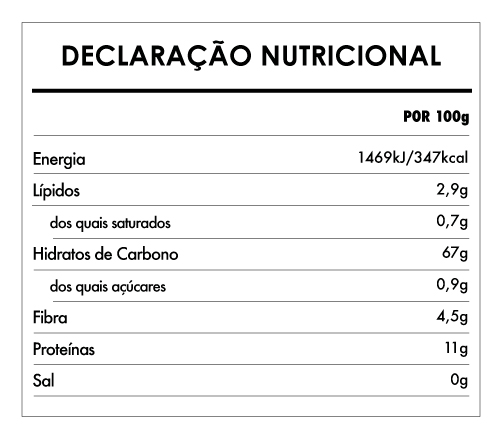 Tabela Nutricional - Esparguete Trigo Sarraceno Bio Sem Glúten - Naturefoods (500g)