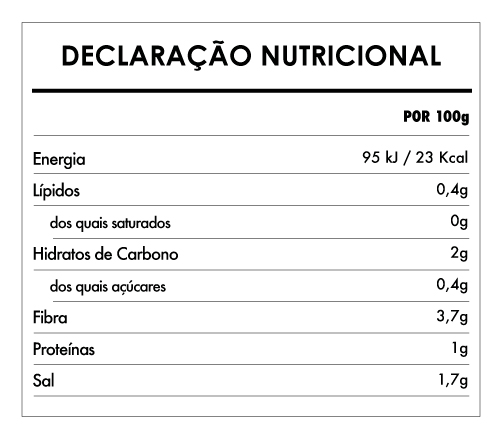 Tabela Nutricional - Jaca Verde em Salmoura Biológica - Clearspring (500ml)