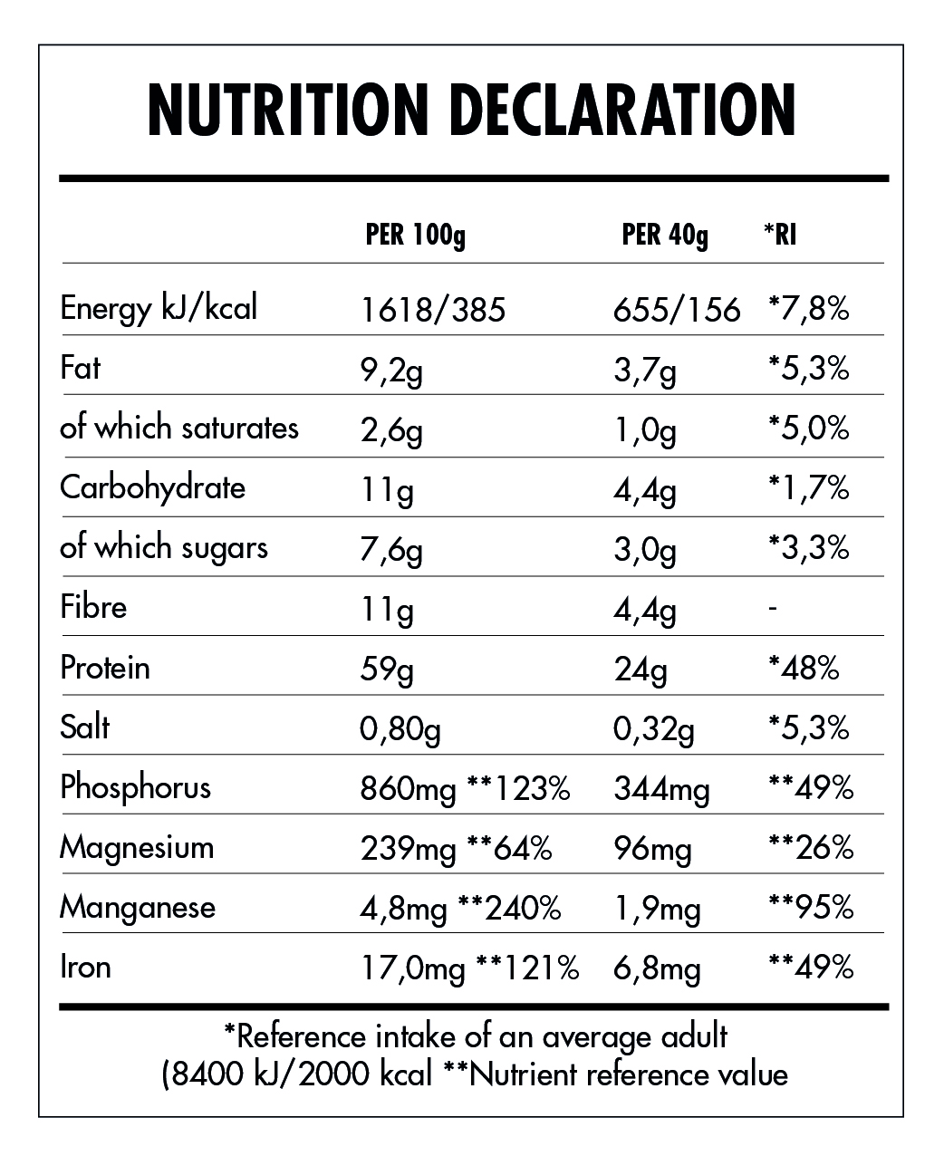 Tabela Nutricional - Super Vegan Protein