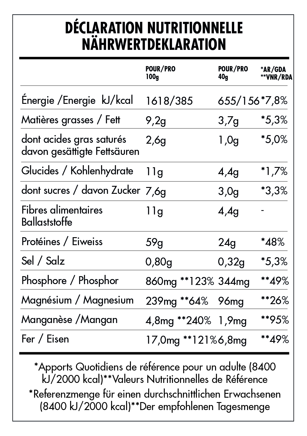 Tabela Nutricional - Super Vegan Protein