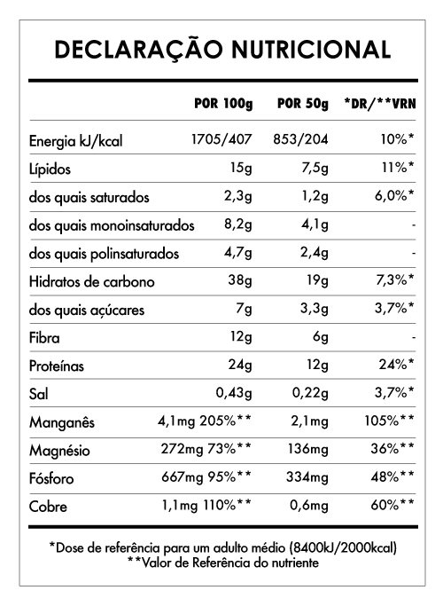 Tabela Nutricional - Super Pequeno Almoço Extra Protein - Frutos Vermelhos