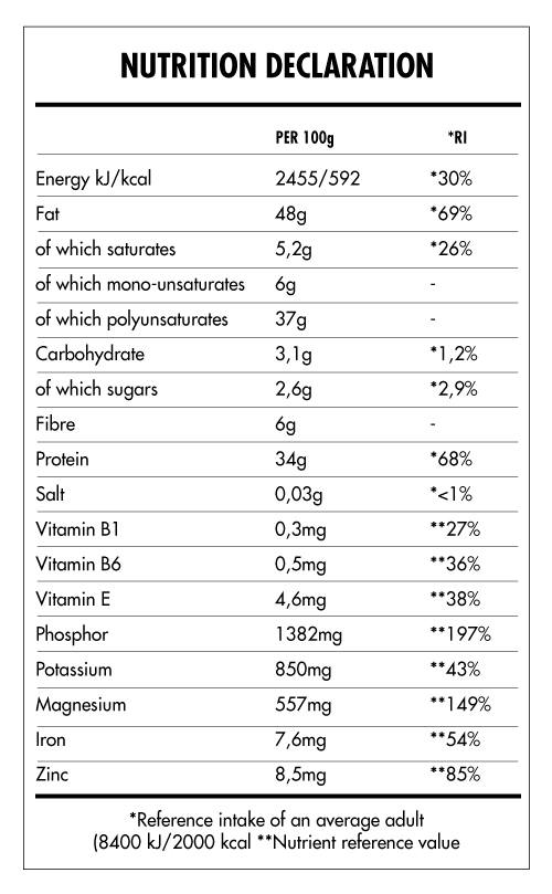 Tabela Nutricional - Super Vegan Seeds