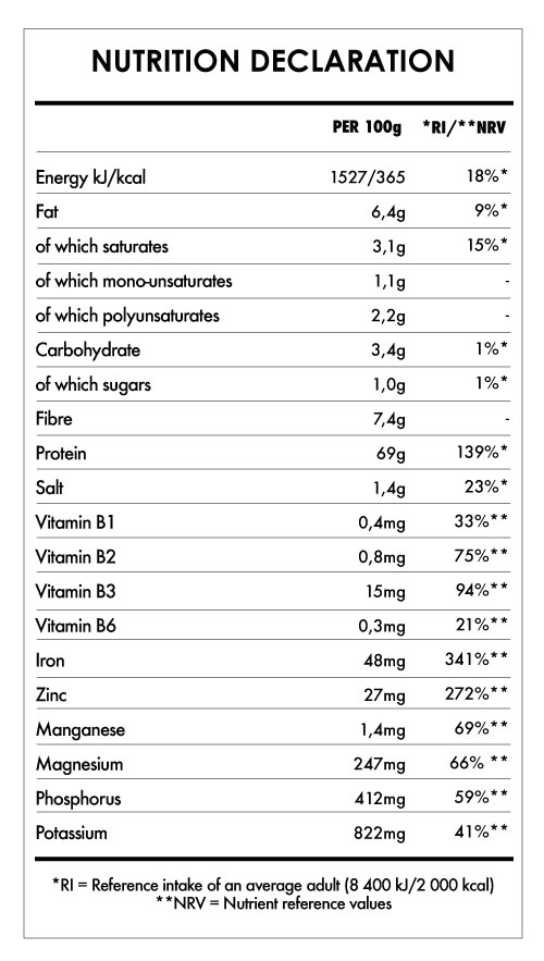 Tabela Nutricional - Spirulina + Chlorella powder Bio