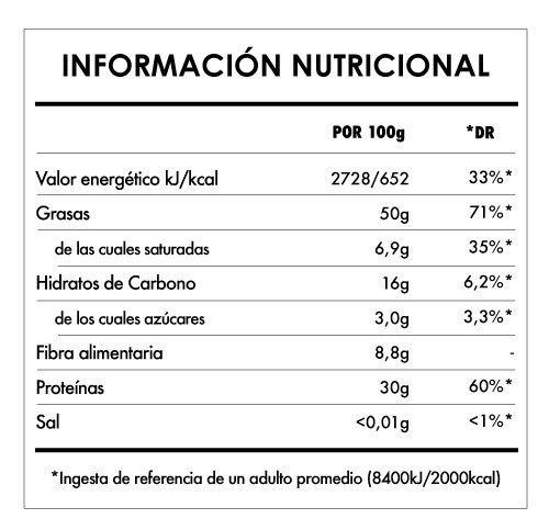 Tabela Nutricional - Crema de Cacahuete Crujiente Bio