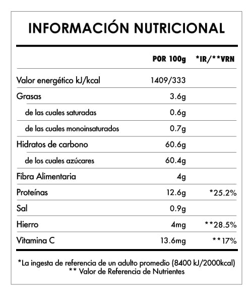 Tabela Nutricional - Bayas Goji Bio