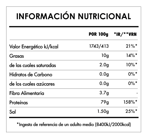 Tabela Nutricional - Proteína Guisante en Polvo Bio