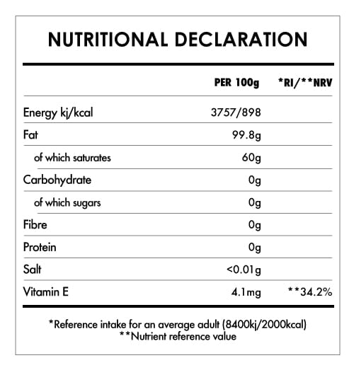 Tabela Nutricional - Cacao Butter Bio
