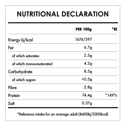 Tabela Nutricional - Rice Protein Powder Bio 