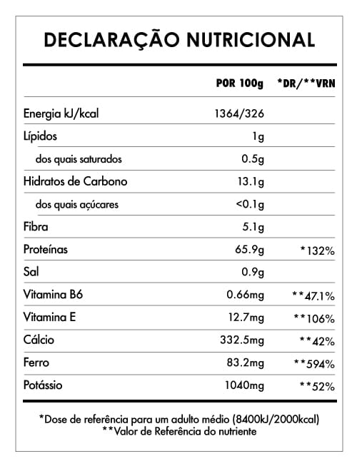 Tabela Nutricional - Spirulina Powder Bio