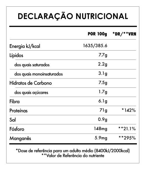 Tabela Nutricional - Super Green Protein