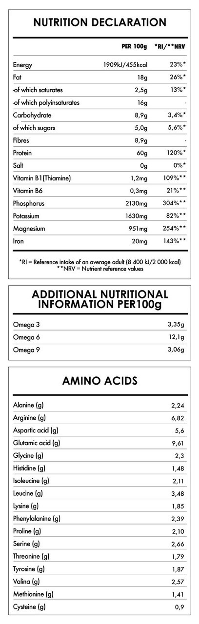 Tabela Nutricional - Hemp Protein 60%