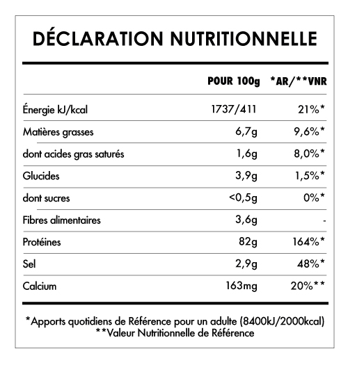 Tabela Nutricional - Protéine de Pois en Poudre Bio